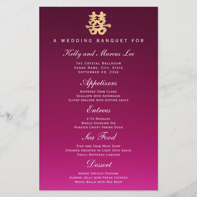 Bonheur double | Menu du banquet Mariage (Devant)