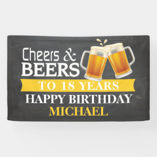 Bonheur et bières Joyeux 18e anniversaire bannière