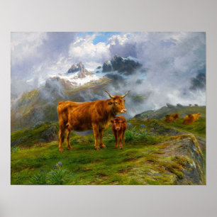 Bonheur - Highland Cattle Poster
