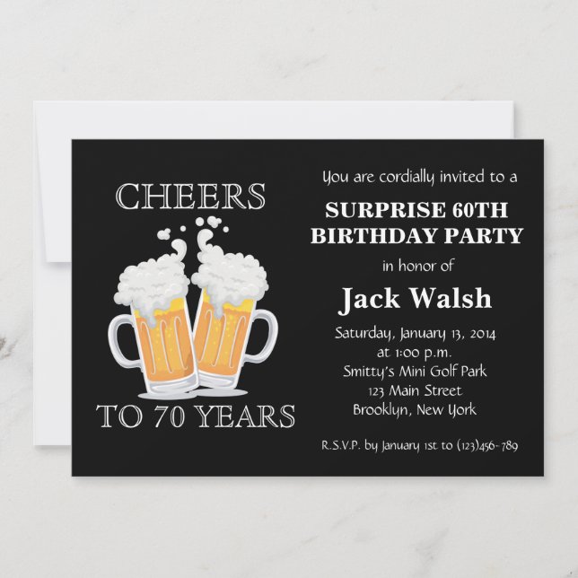 Bonheur Surprise 70e anniversaire Invitations de f (Devant)