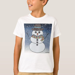 Bonhomme de neige avec fond (blanc) - T-Shirt Basi
