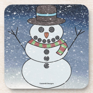 Bonhomme de neige avec fond - Dessous de verre en 