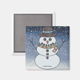 Bonhomme de neige avec fond - Magnet
