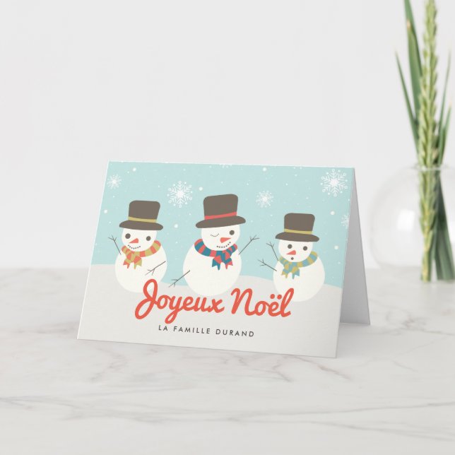 Bonhomme De Neige Carte de Noël Holiday Card (Front)