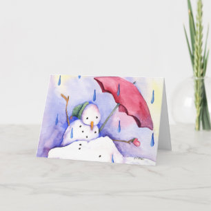 Bonhomme de neige de fonte avec la carte de