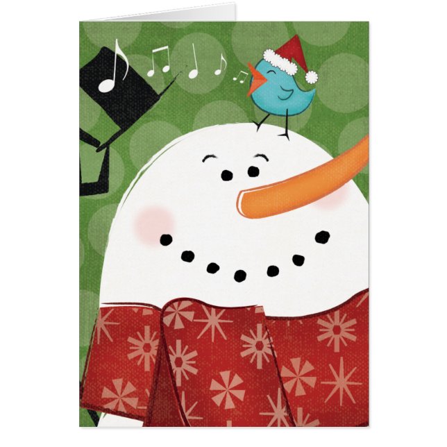 Bonhomme de neige de Noël avec l'oiseau (Devant)