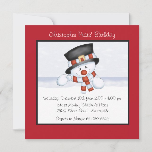 Bonhomme de neige de sourire - invitation de fête (Devant)