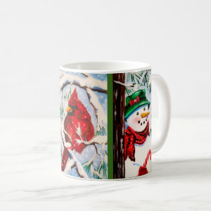 Bonhomme de neige et tasse cardinale d'amis