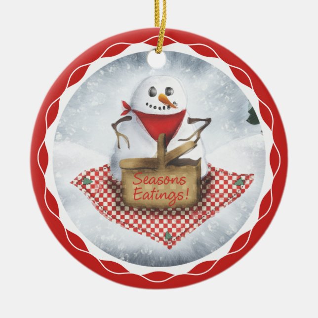 bonhomme de neige pique-nique ornement d'arbre de  (Devant)