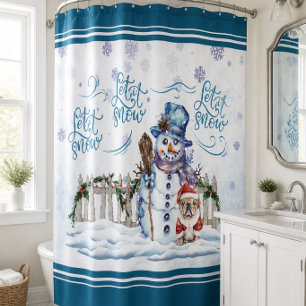 Bonhomme de neige Rideau de douche Qu'il neige