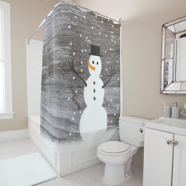 bonhomme de neige rustique de Noël de rideau en (En situation)
