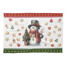 Bonhomme de neige serviette de cuisine et cookies 