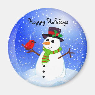 Bonhomme de neige Snowglobe - bonnes fêtes aimant