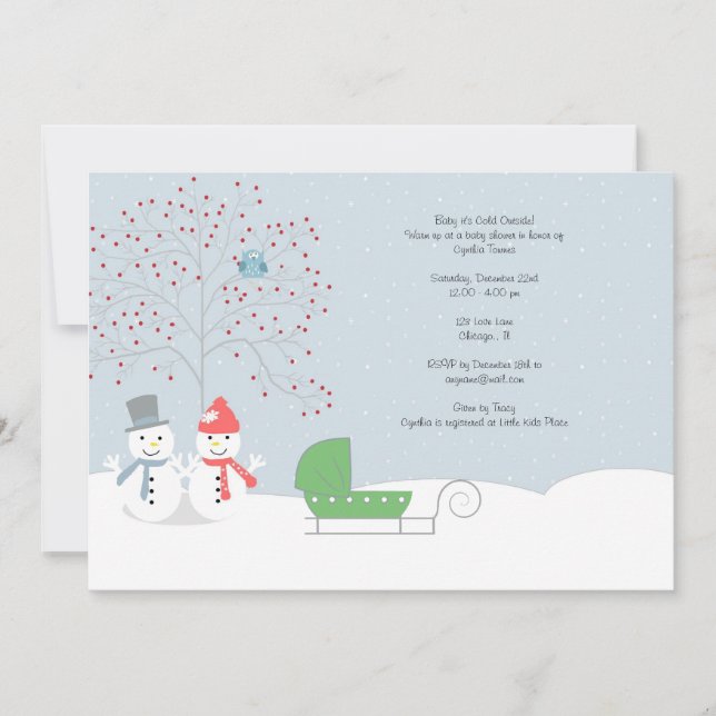 Bonhommes de neige d'hiver et invitation de baby (Devant)