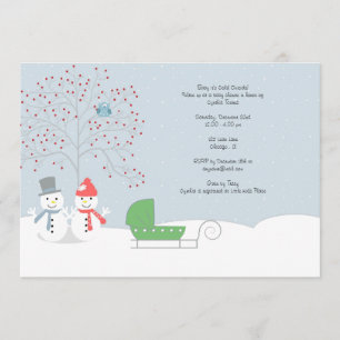 Bonhommes de neige d'hiver et invitation de baby