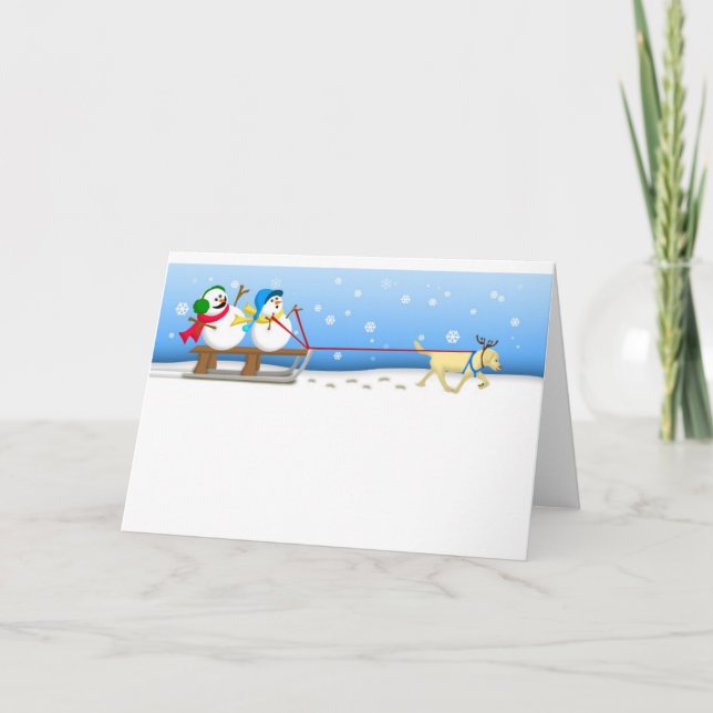 Bonhommes de neige Sledding la carte (Devant)