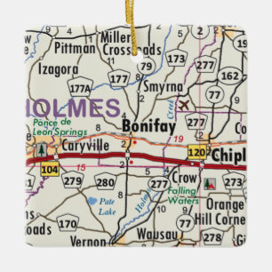 Bonifay Florida Map Ceramic Ornament