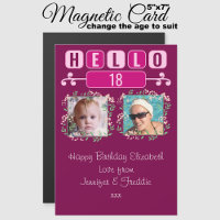 Bonjour 18 anniversaire 2 photo carte magnétique r