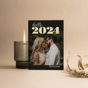 Bonjour 2024 Foil Bonne année Photo Carte postale
