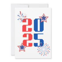 BONJOUR 2025 Carte de vacances rouge et bleue