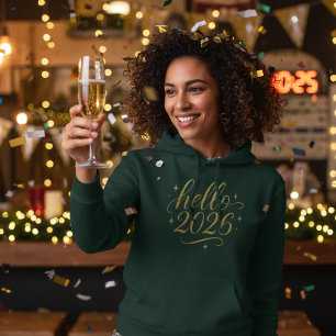 Bonjour 2026 Sweat à Capuche Pailleté Nouvel An