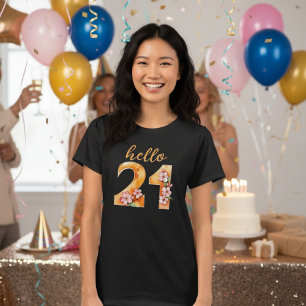 Bonjour 21 Cherry Blossom T-shirt 21st Birthday