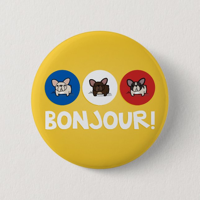 Bonjour! 2 Inch Round Button (Front)