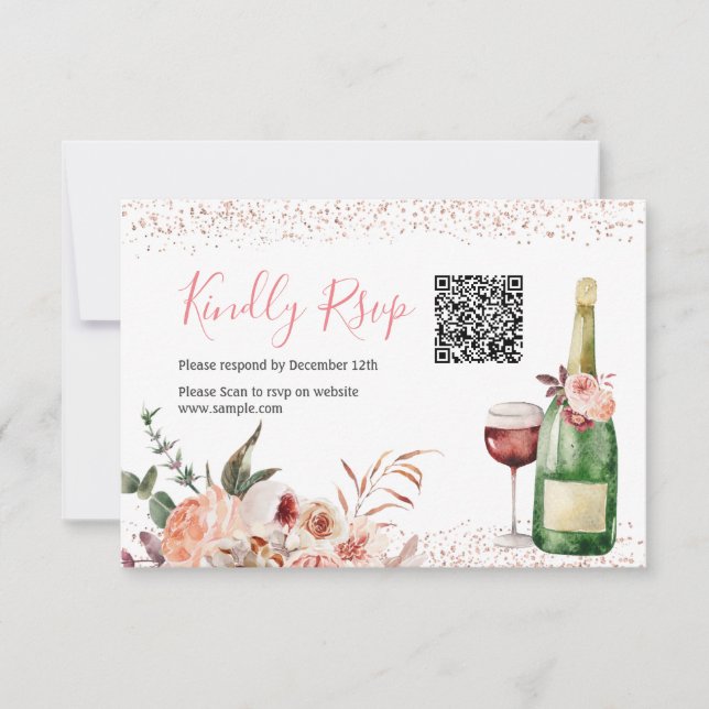 Bonjour à l'amour Fête des mariées rose QR carte R (Devant)
