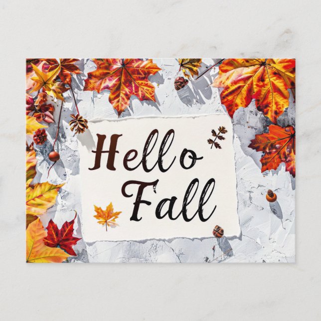 Bonjour Automne carte de voeux avec fleurs (Devant)