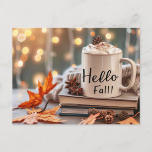 Bonjour Automne carte de voeux avec tasse