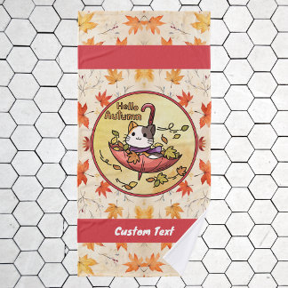 Bonjour Automne, Chat mignon assis dans un paraplu