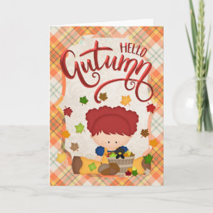 Bonjour Automne - Petite Fille automne carte de sa