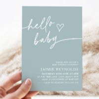 Bonjour Baby Blue Baby shower Invitation