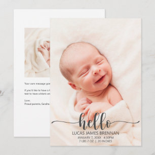 Bonjour Baby Faire-part de naissance Carte photo