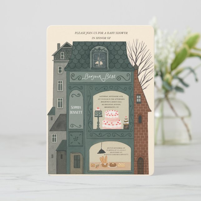 Bonjour Bebe Baby Shower  Invitation (Creator Uploaded)