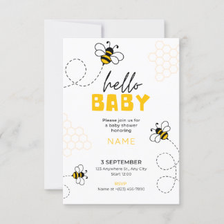 bonjour bébé, baby shower invitation abeille migno