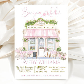 Bonjour Bebe Baby Shower Invitation, French Baby Invitation