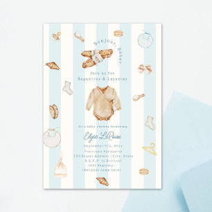 Bonjour Bébé Baguettes Layettes French Boy Baby Invitation