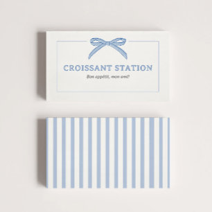 Bonjour Bébé Blue Paris Eiffel Baby Shower Place Card