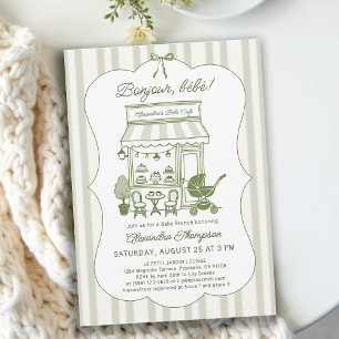 Bonjour Bebe Coffee Brunch Brewing Baby Shower Invitation