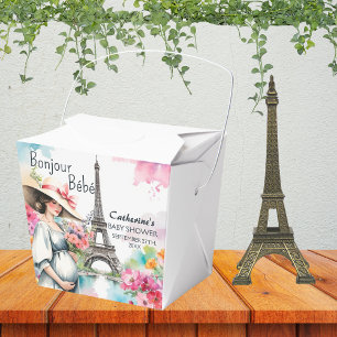 Bonjour Bebe Floral Eiffel Tower Paris Baby Shower Favor Box