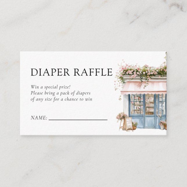 Bonjour Bébé French Baby Shower Diaper Raffle Enclosure Card (Front)