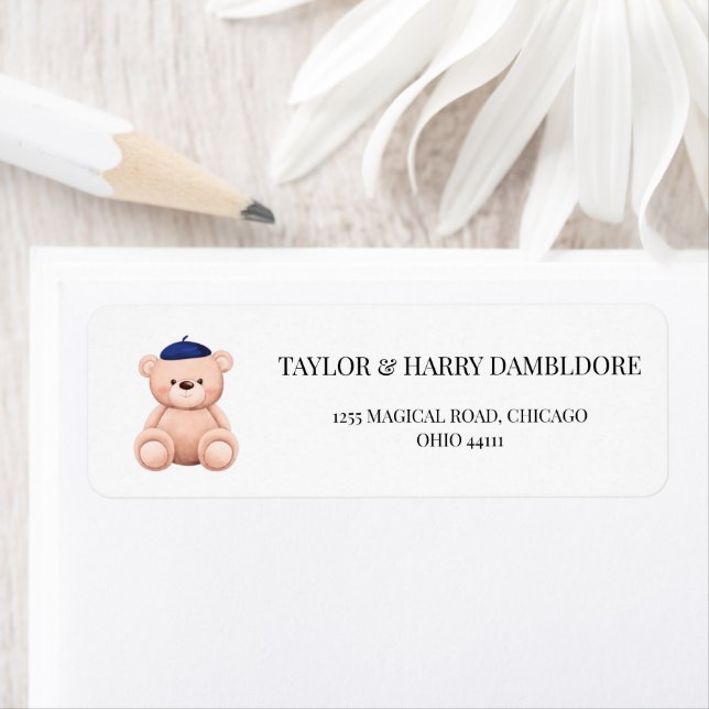 Bonjour Bebe French baby shower Return Address (Insitu)