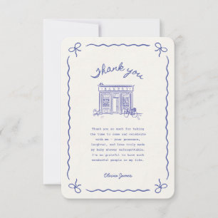 Bonjour Bebe French baby shower Thank You Card