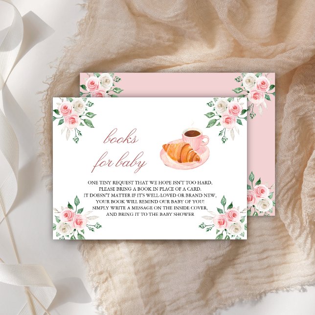 Bonjour Bebe French Cafe Pink Floral Book Request Enclosure Card (Creator Uploaded)