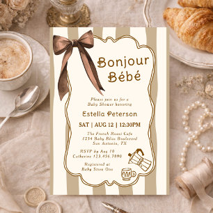 Bonjour Bebe French Coffee Shop Themed Baby Shower Invitation