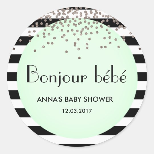 Bonjour Bebe French Inspired Baby Shower Sticker Zazzle Ca