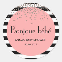 Bonjour bebe french inspired baby shower sticker