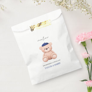 Bonjour Bebe French Watercolor Bear Baby Shower Favour Bag