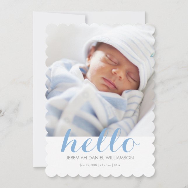 Bonjour bébé garçon faire-part de naissance (Devant)